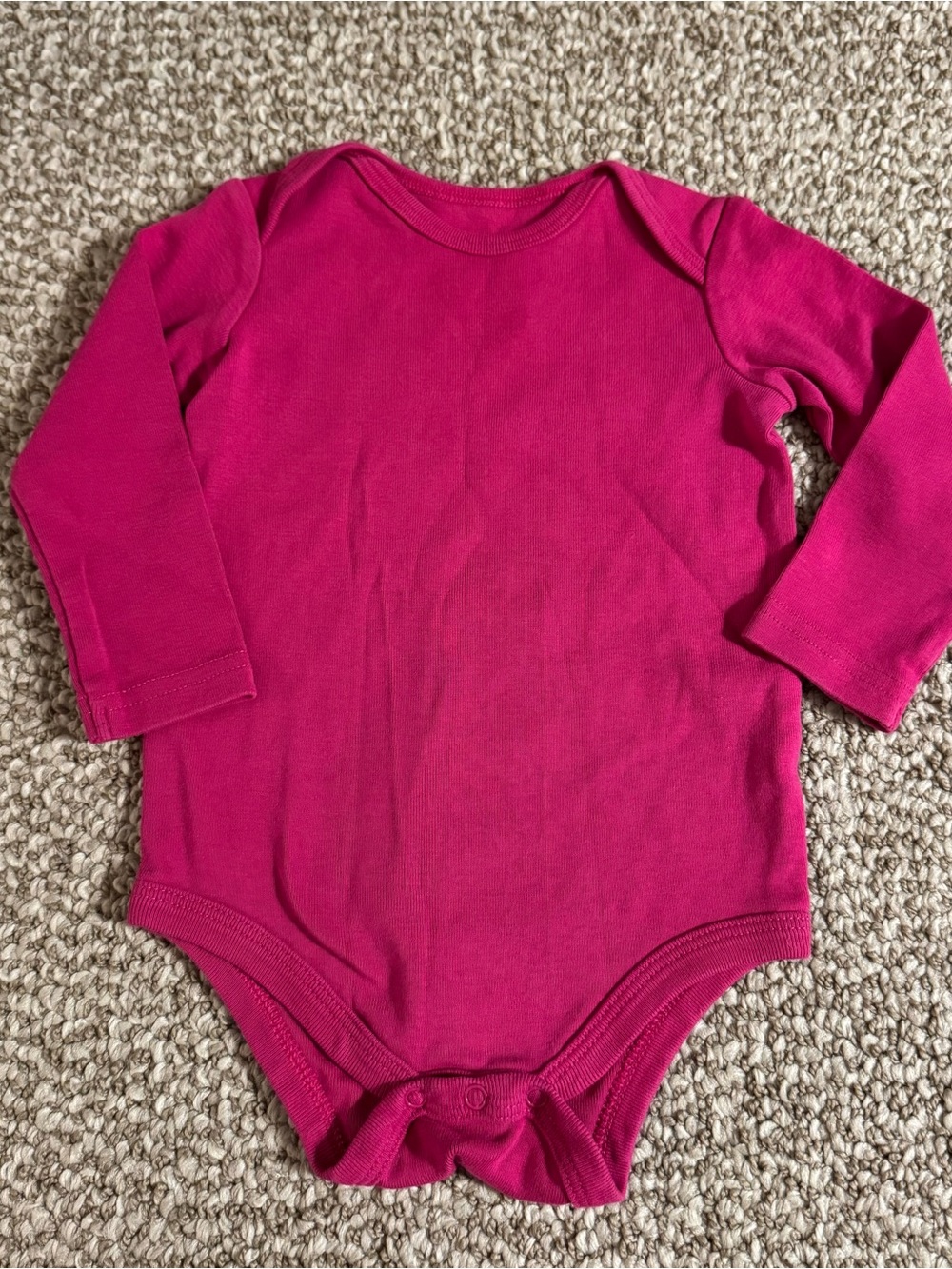 Primary Long Sleeve Baby Bodysuit Solid Berry Pink 100% Cotton 9-12 Months